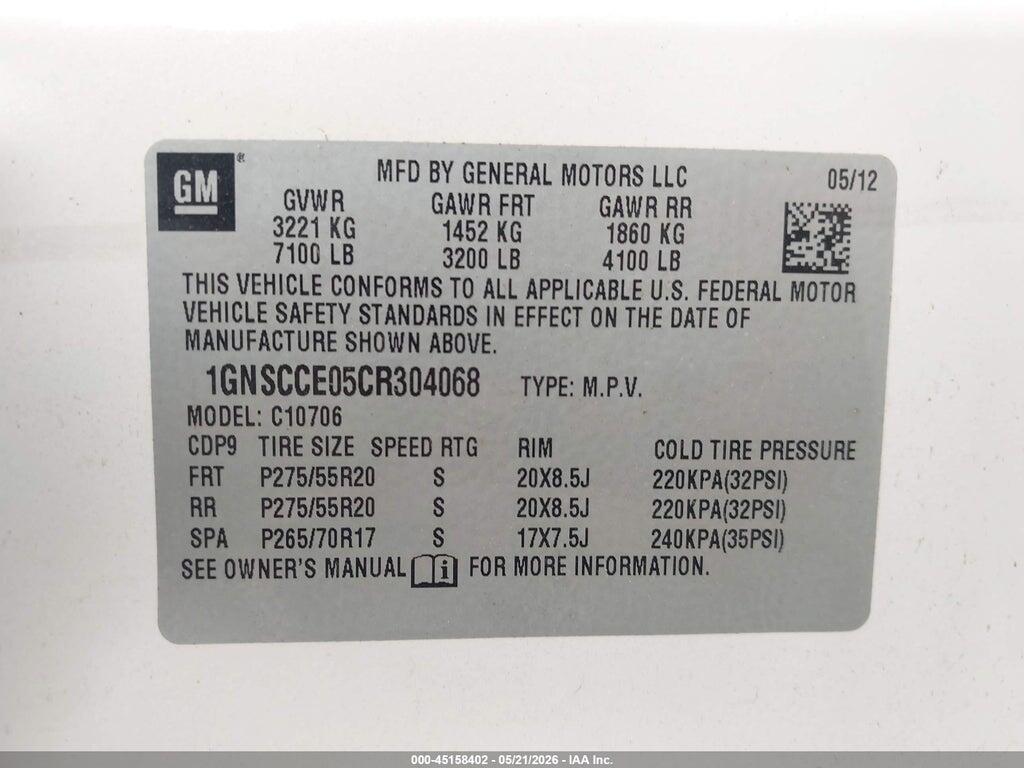 1GNSCCE05CR304068 2012 CHEVROLET TAHOE photo no. 9