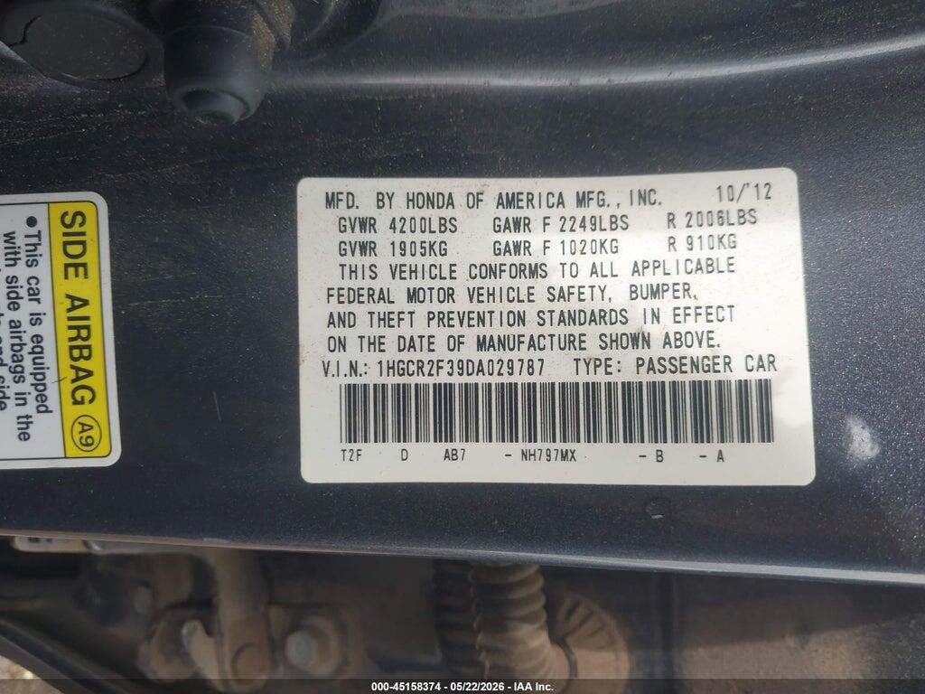1HGCR2F39DA029787 2013 HONDA ACCORD photo no. 9