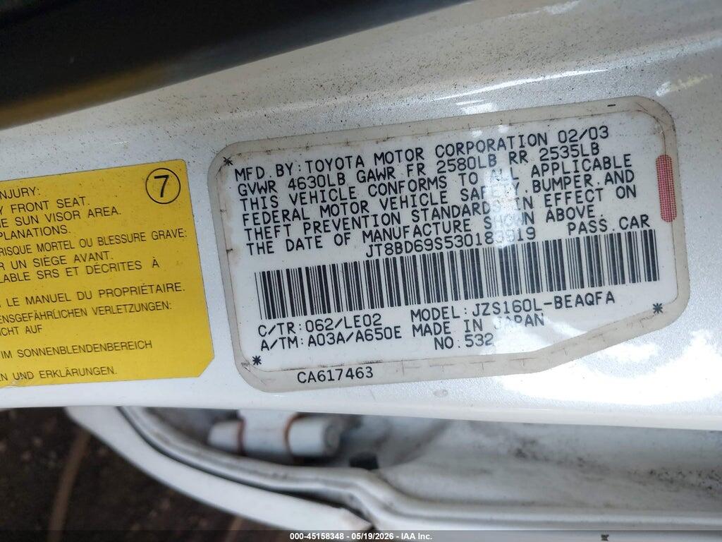 JT8BD69S530183919 2003 LEXUS GS 300 photo no. 9
