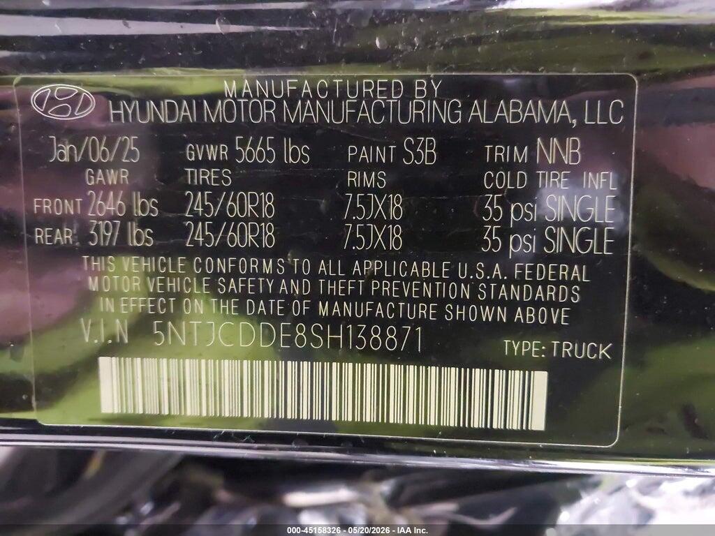 5NTJCDDE8SH138871 2025 HYUNDAI SANTA CRUZ photo no. 9
