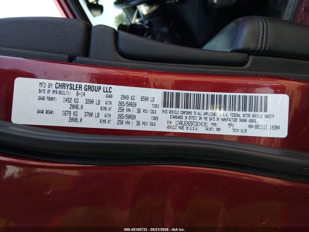 1C4RJEAG5FC614191 2015 JEEP GRAND CHEROKEE photo no. 9