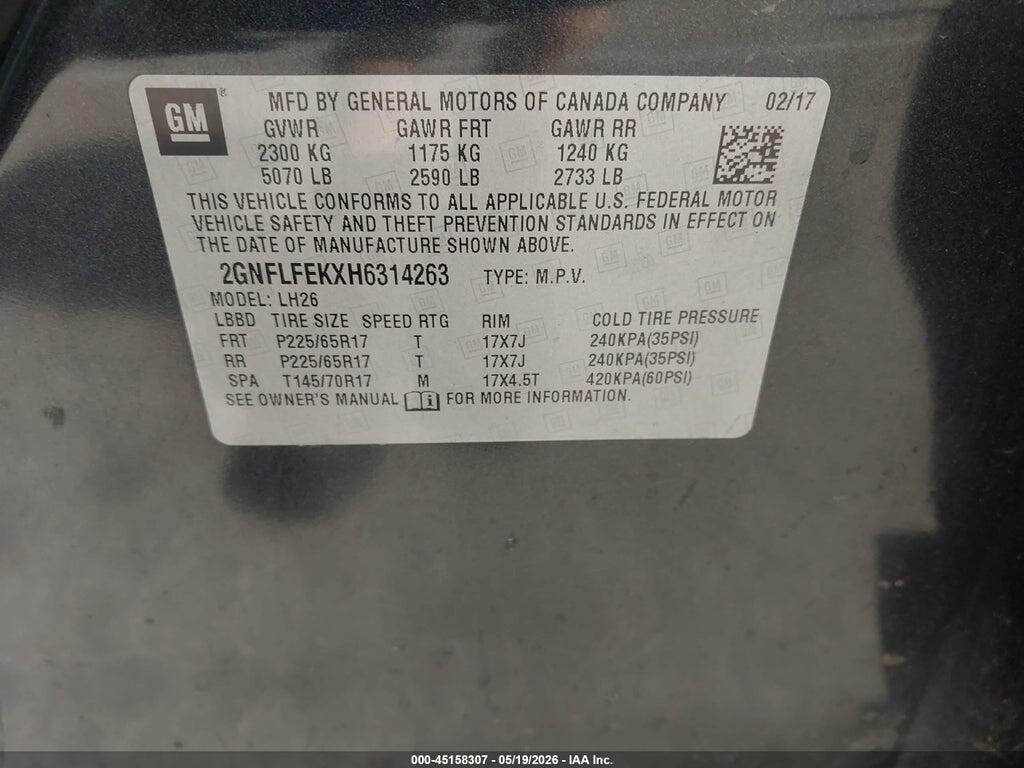 2GNFLFEKXH6314263 2017 CHEVROLET EQUINOX photo no. 9
