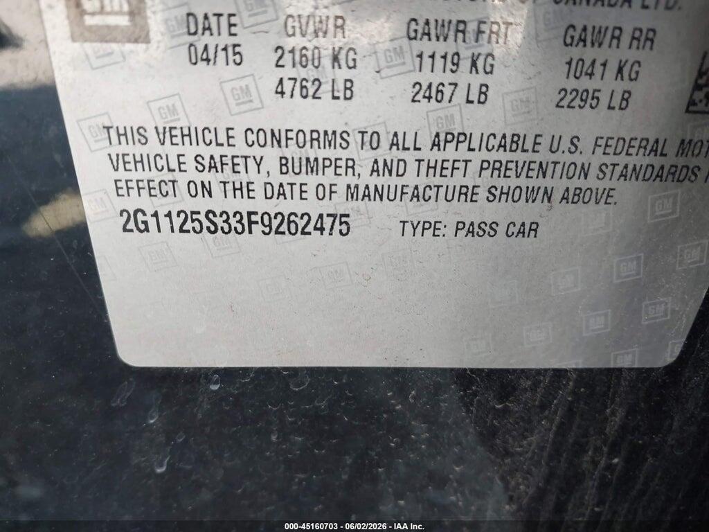 2G1125S33F9262475 2015 CHEVROLET IMPALA photo no. 9