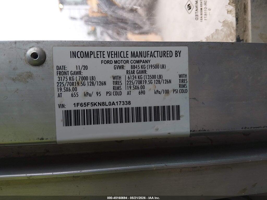 1F65F5KN8L0A17338 2020 FORD F-59 COMMERCIAL STRIPPED photo no. 8