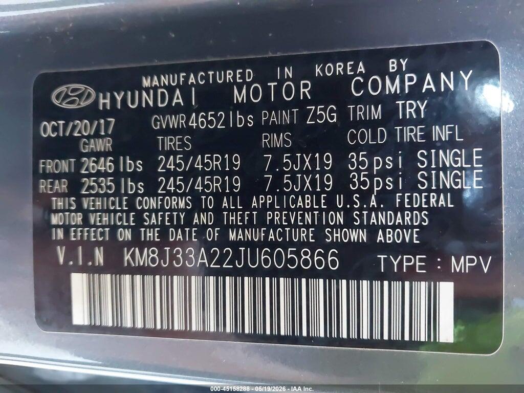 KM8J33A22JU605866 2018 HYUNDAI TUCSON photo no. 9