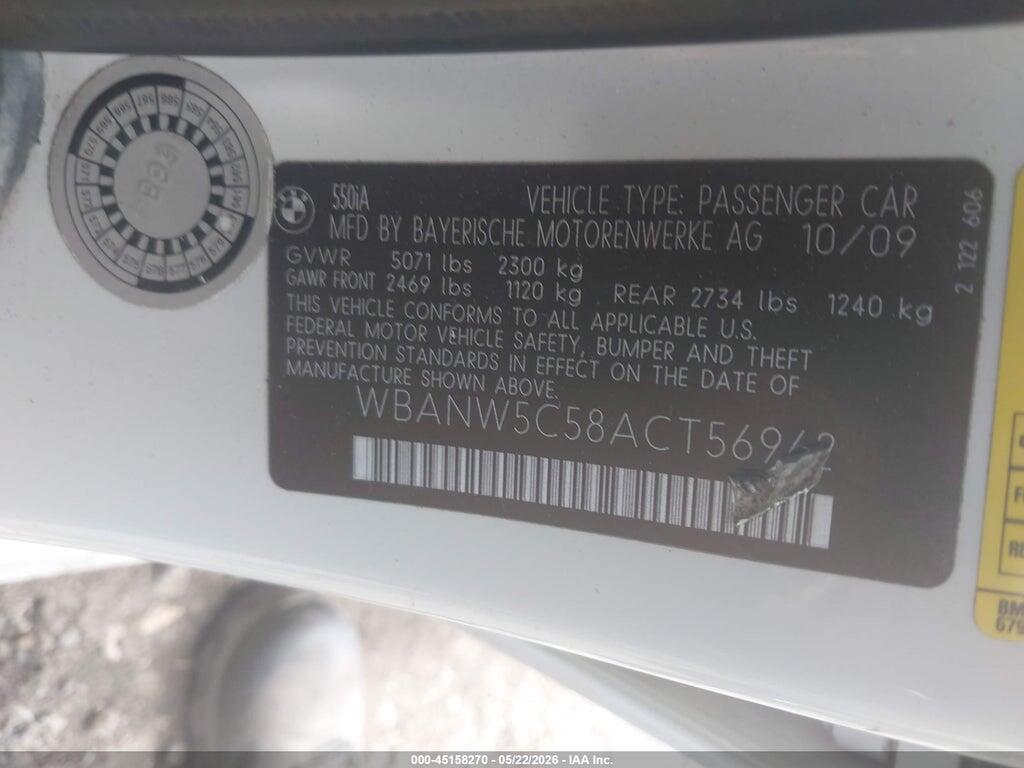 WBANW5C58ACT56962 2010 BMW 550I photo no. 9
