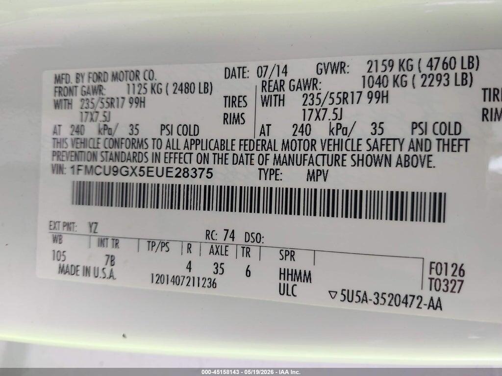 1FMCU9GX5EUE28375 2014 FORD ESCAPE photo no. 9