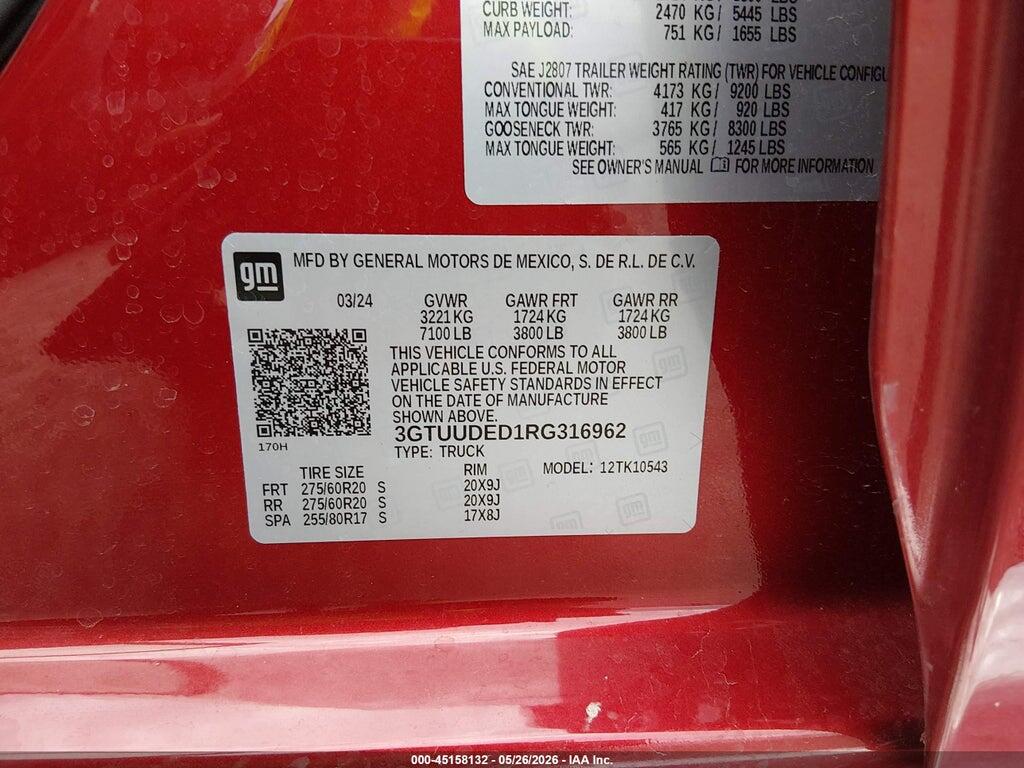 3GTUUDED1RG316962 2024 GMC SIERRA 1500 photo no. 9
