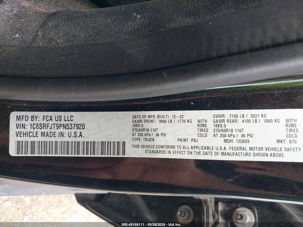 1C6SRFJT9PN537920 2023 RAM 1500 photo no. 9