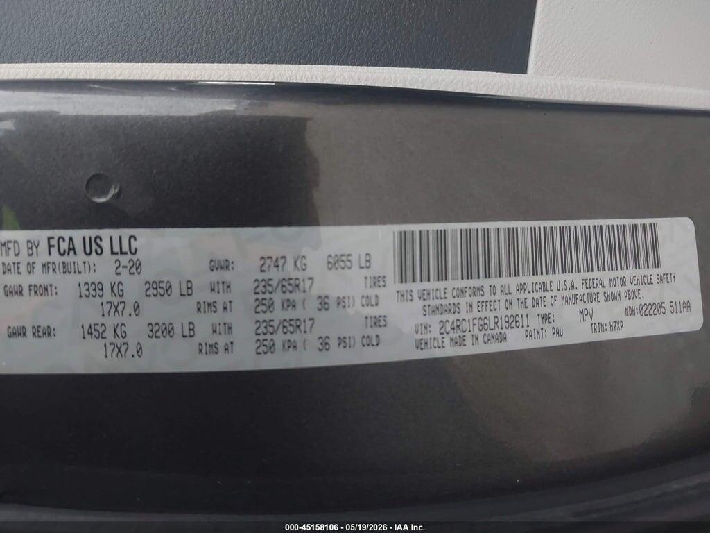 2C4RC1FG6LR192611 2020 CHRYSLER PACIFICA photo no. 9