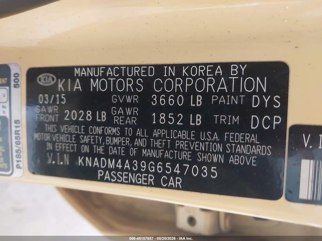 KNADM4A39G6547035 2016 KIA RIO photo no. 9