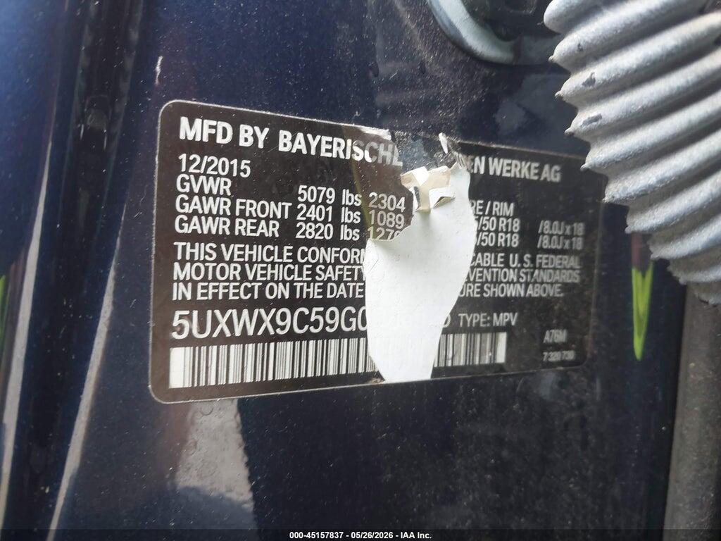 5UXWX9C59G0D86575 2016 BMW X3 photo no. 9