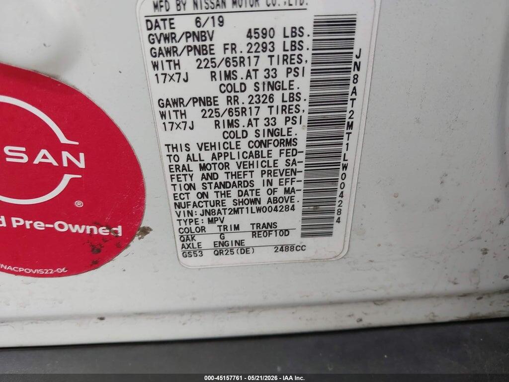 JN8AT2MT1LW004284 2020 NISSAN ROGUE photo no. 9