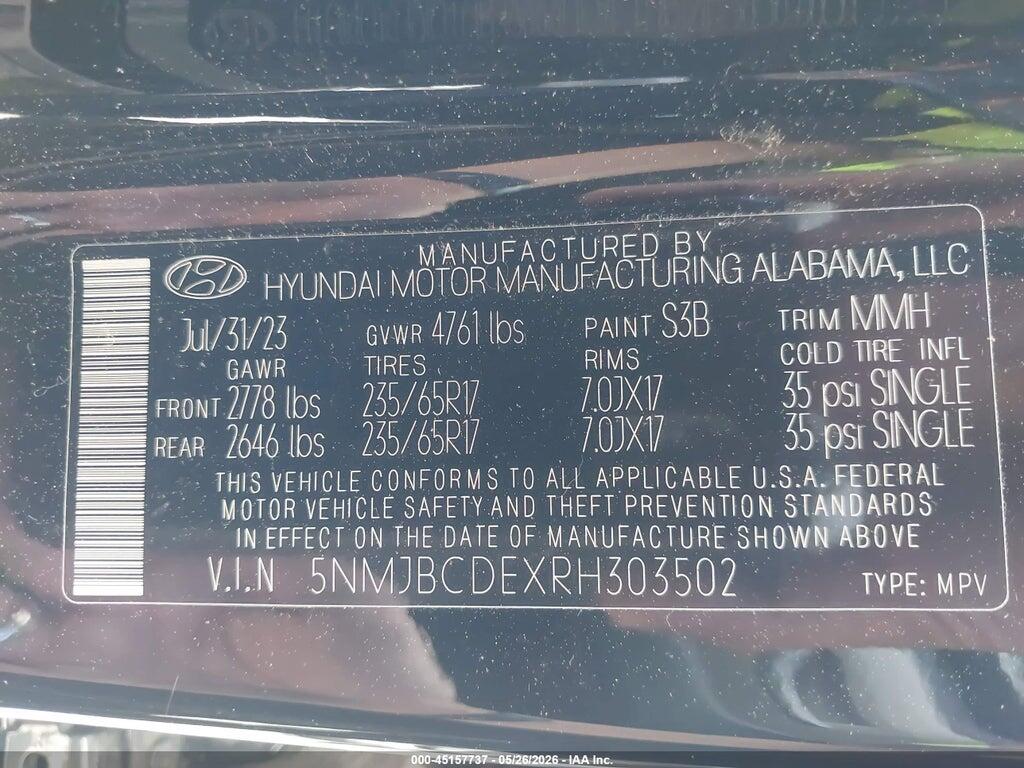 5NMJBCDEXRH303502 2024 HYUNDAI TUCSON photo no. 9