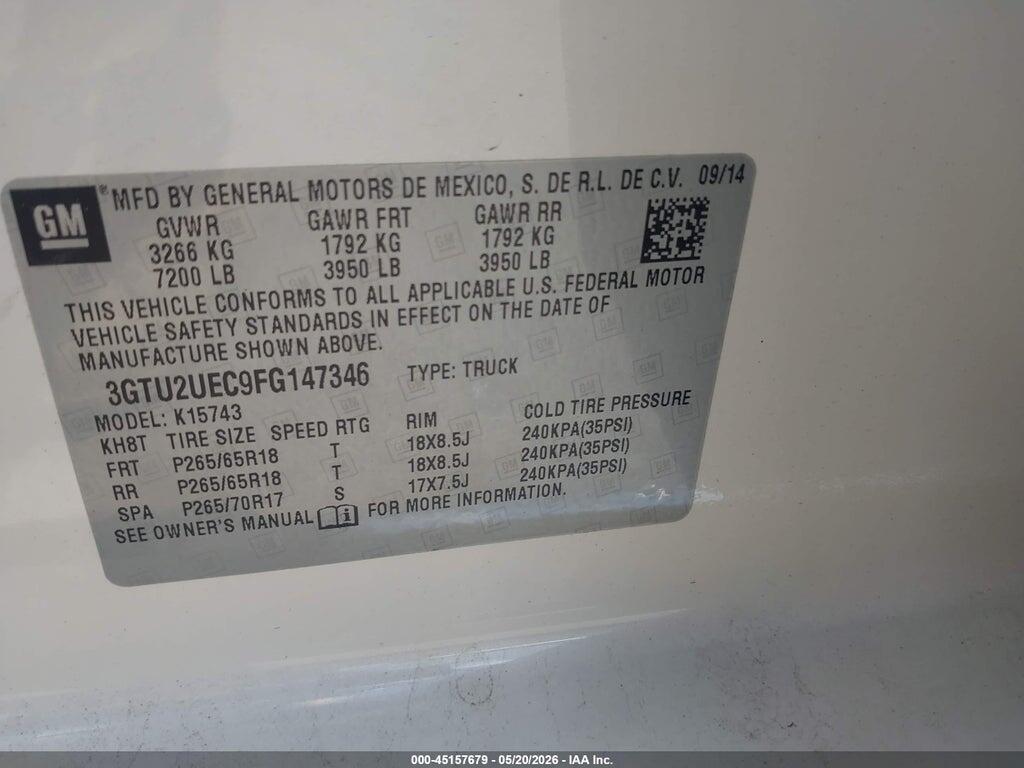 3GTU2UEC9FG147346 2015 GMC SIERRA 1500 photo no. 9