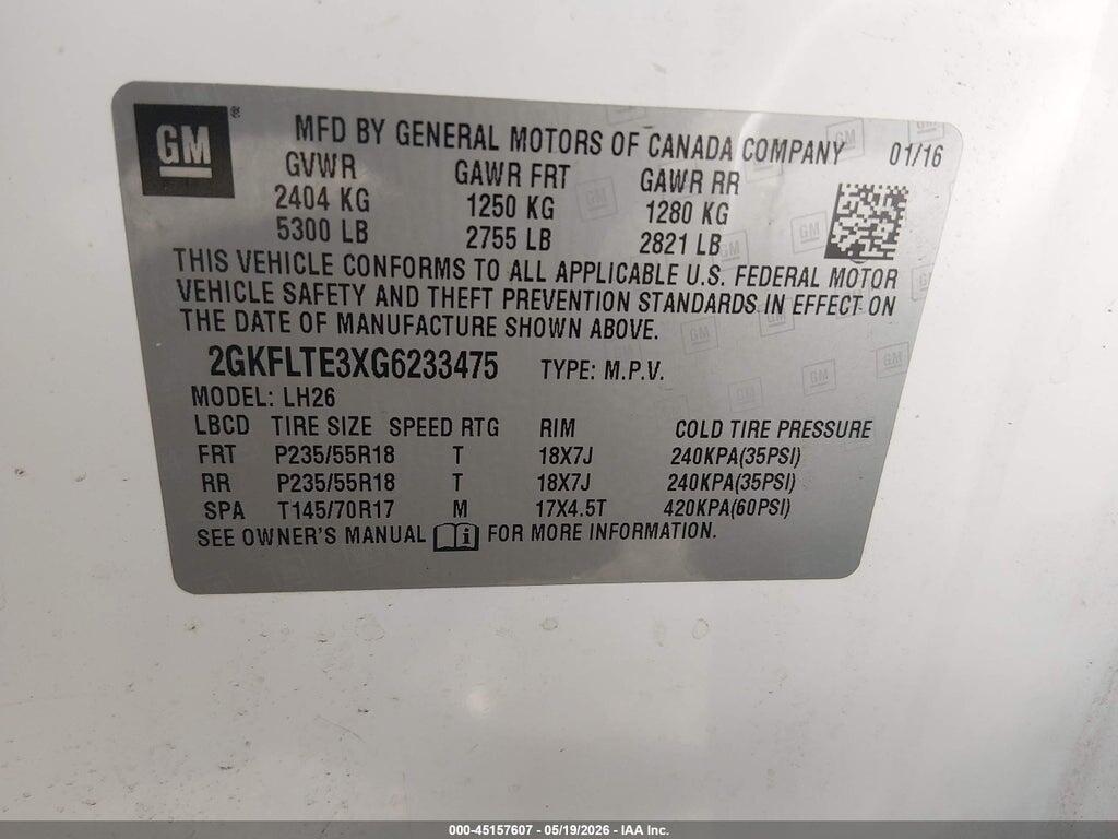 2GKFLTE3XG6233475 2016 GMC TERRAIN photo no. 9