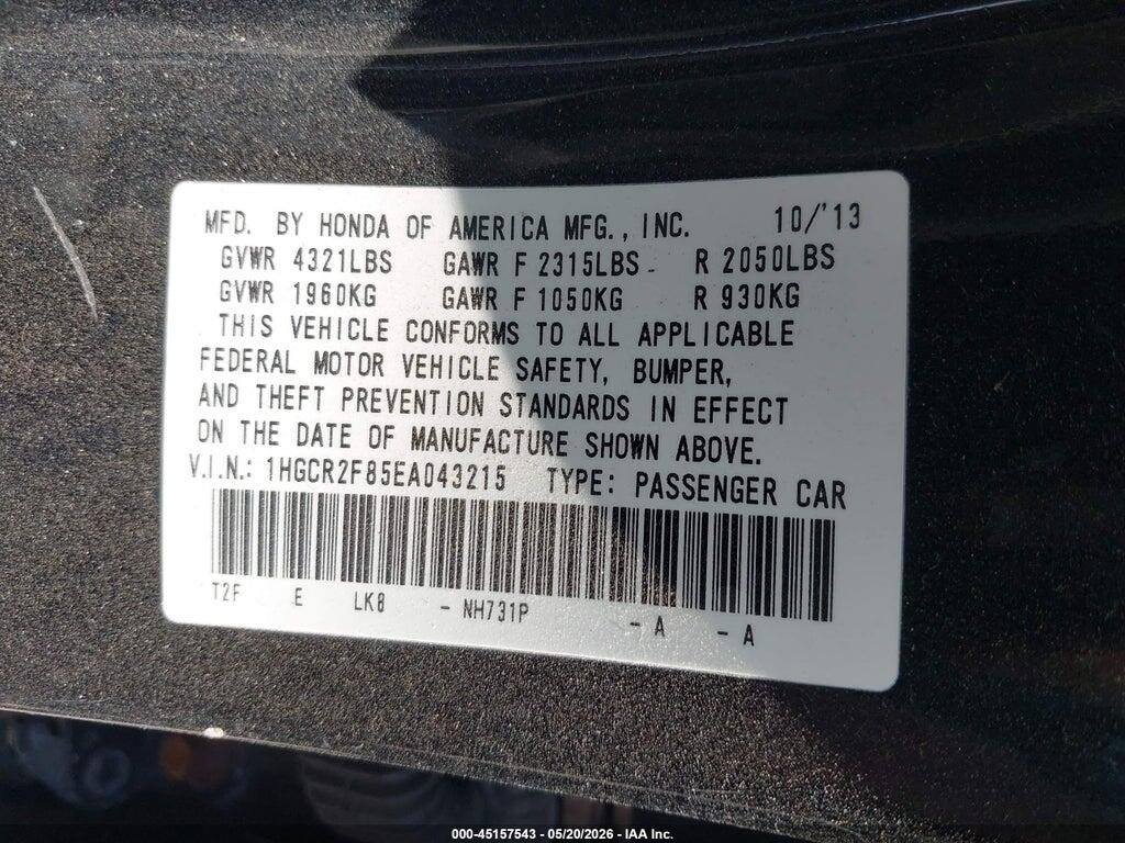 1HGCR2F85EA043215 2014 HONDA ACCORD photo no. 9