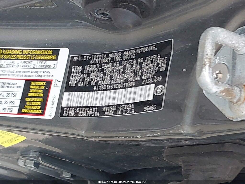 4T1BD1FK1CU011304 2012 TOYOTA CAMRY HYBRID photo no. 9