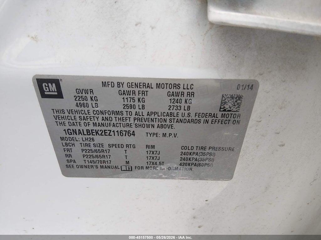 1GNALBEK2EZ116764 2014 CHEVROLET EQUINOX photo no. 9