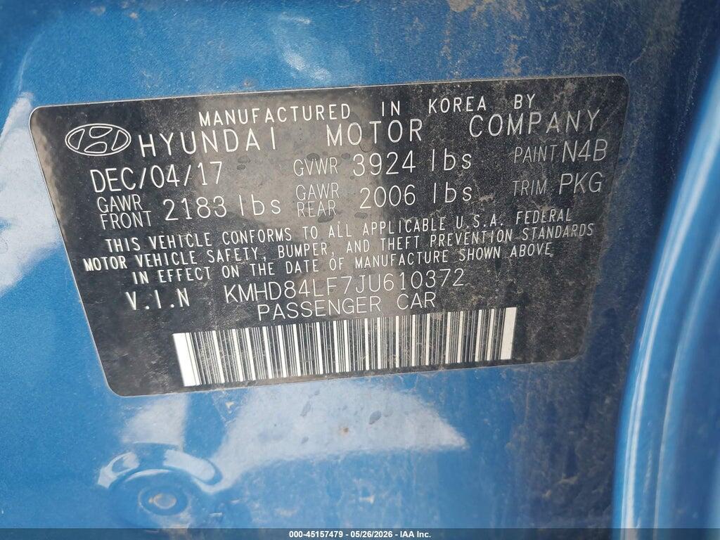 KMHD84LF7JU610372 2018 HYUNDAI ELANTRA photo no. 9