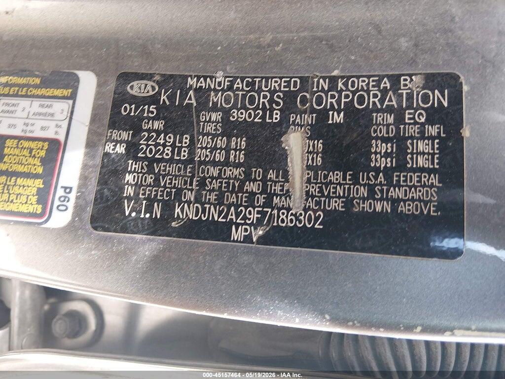 KNDJN2A29F7186302 2015 KIA SOUL photo no. 9
