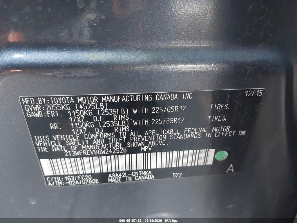2T3WFREV8GW242526 2016 TOYOTA RAV4 photo no. 9