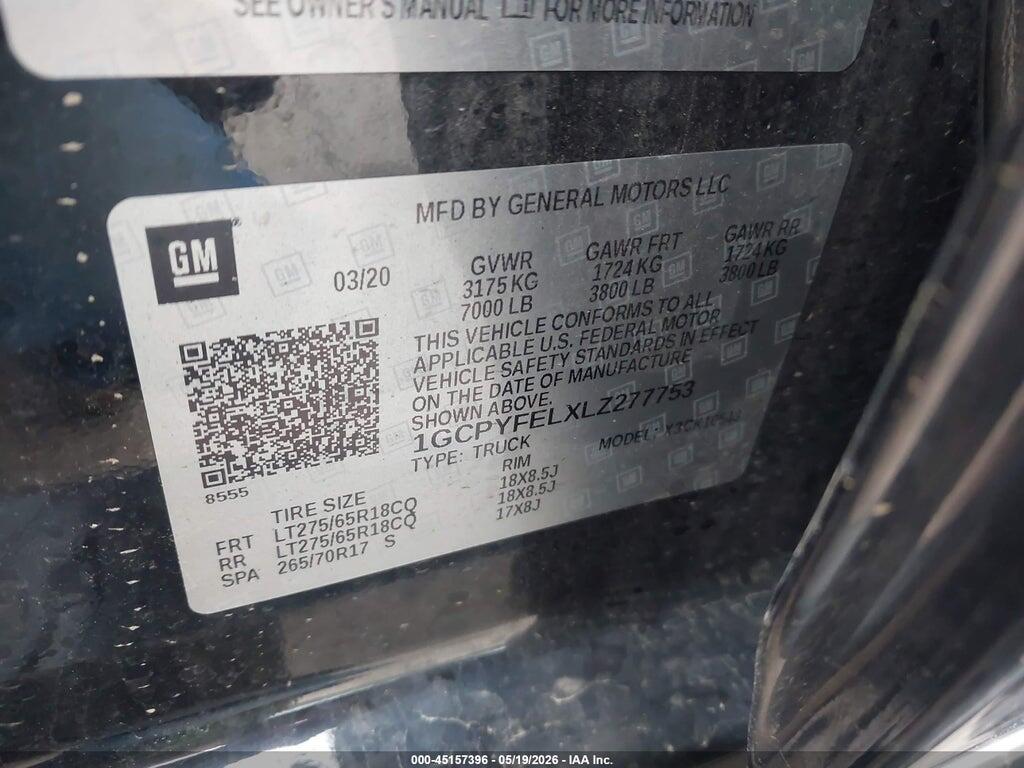 1GCPYFELXLZ277753 2020 CHEVROLET SILVERADO 1500 photo no. 9
