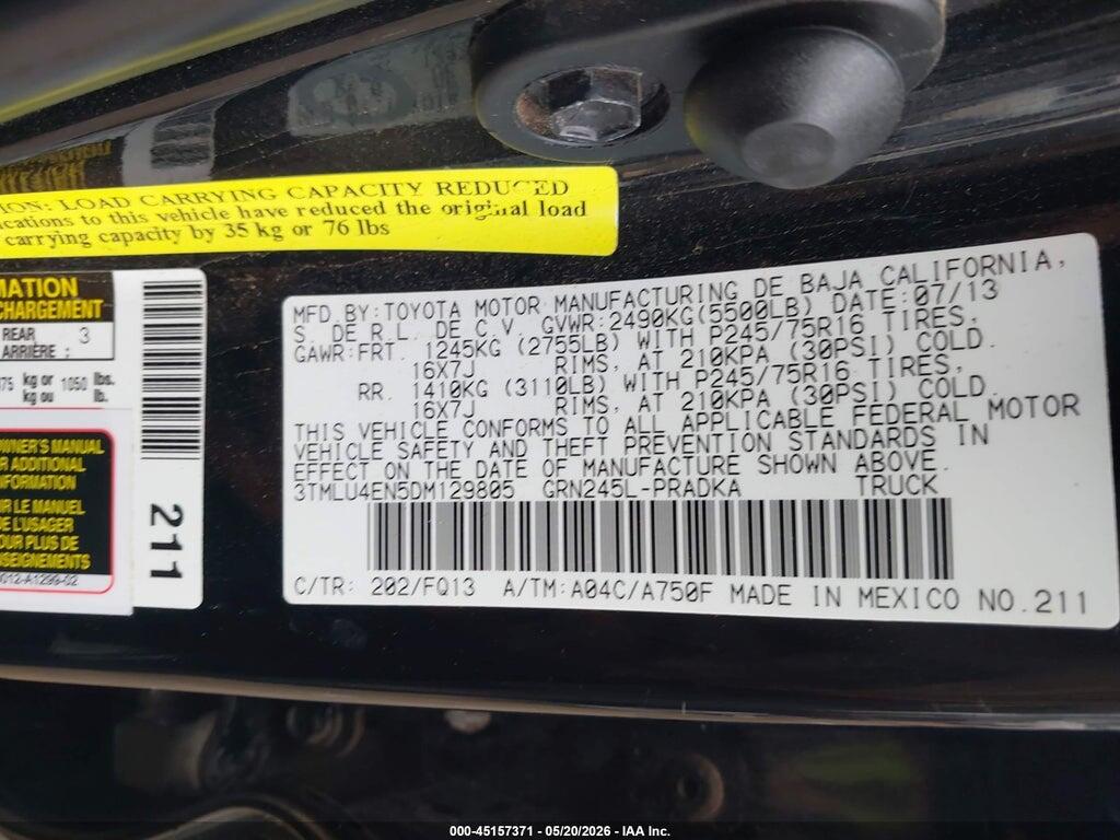 3TMLU4EN5DM129805 2013 TOYOTA TACOMA photo no. 9