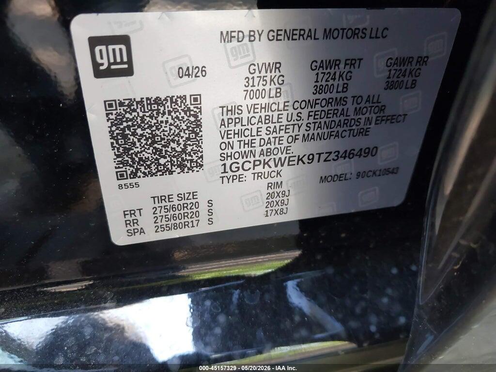 1GCPKWEK9TZ346490 2026 CHEVROLET SILVERADO 1500 photo no. 9