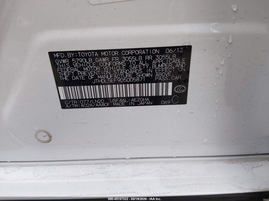 JTHDL5EF9D5005871 2013 LEXUS LS 460 photo no. 9