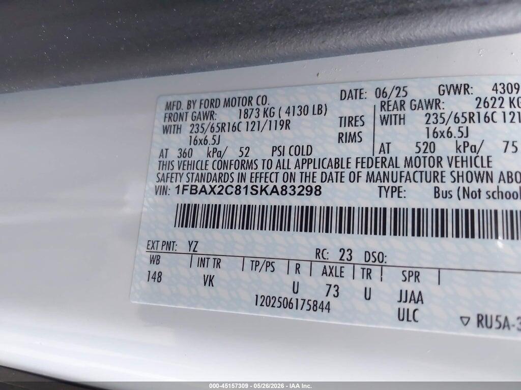 1FBAX2C81SKA83298 2025 FORD TRANSIT-350 PASSENGER VAN photo no. 9