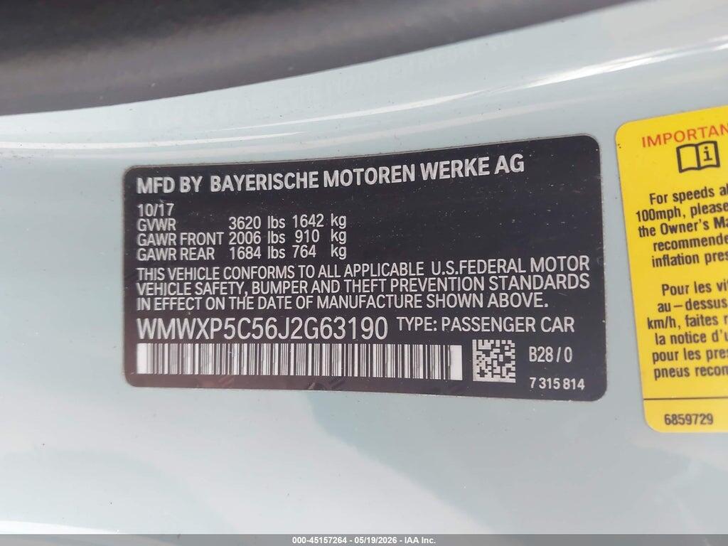 WMWXP5C56J2G63190 2018 MINI HARDTOP photo no. 9