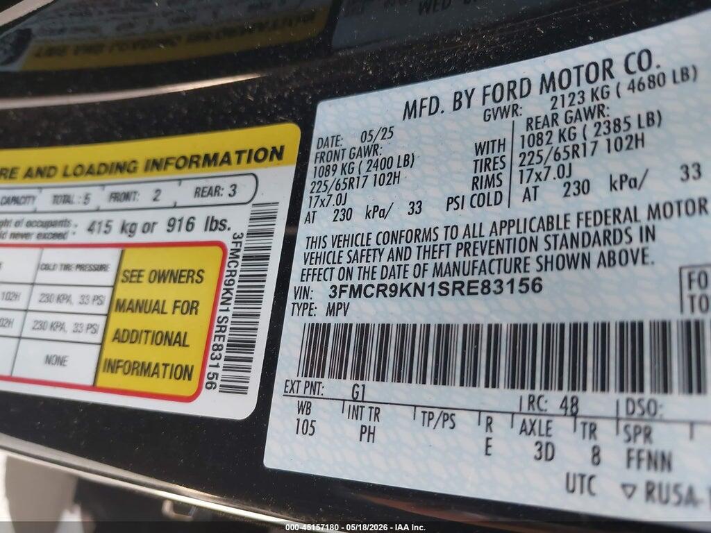 3FMCR9KN1SRE83156 2025 FORD BRONCO SPORT photo no. 9