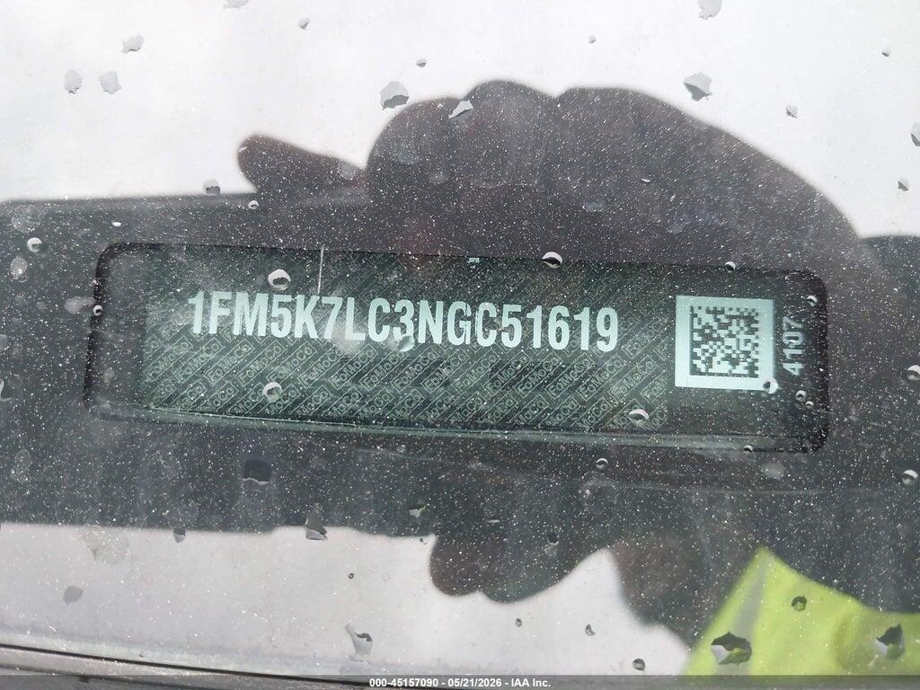 1FM5K7LC3NGC51619 2022 FORD EXPLORER photo no. 9