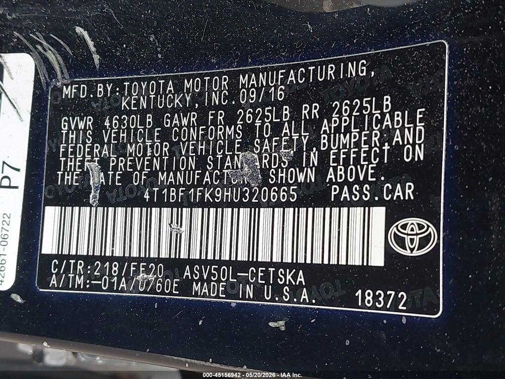 4T1BF1FK9HU320665 2017 TOYOTA CAMRY photo no. 9