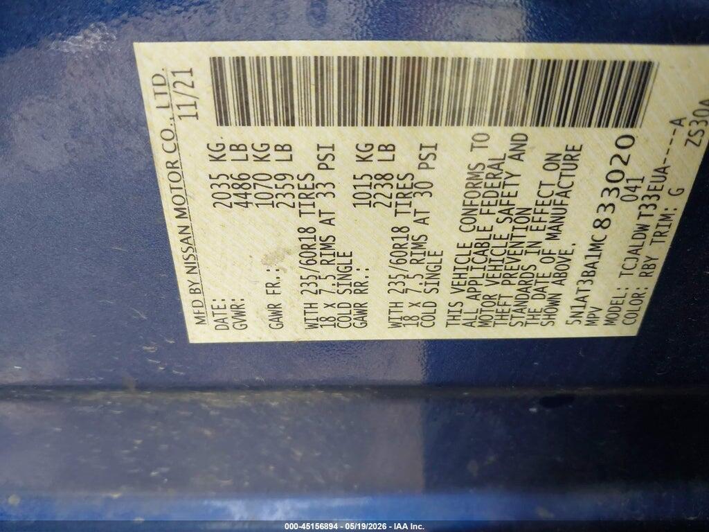 5N1AT3BA1MC833020 2021 NISSAN ROGUE photo no. 9