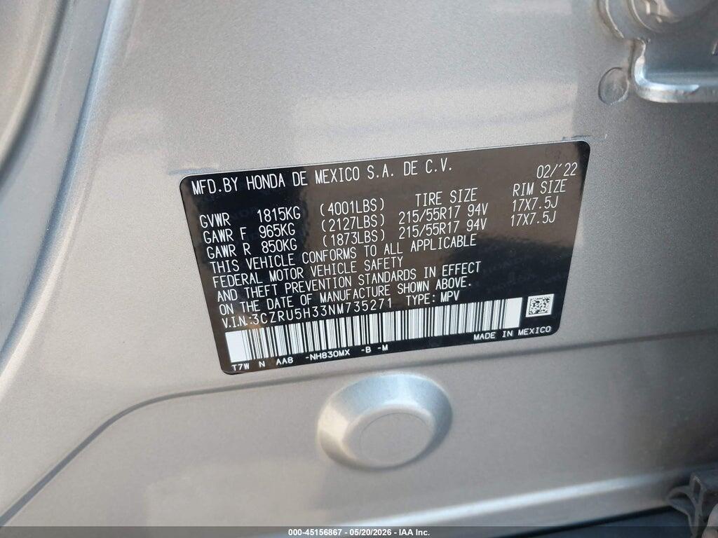 3CZRU5H33NM735271 2022 HONDA HR-V photo no. 9