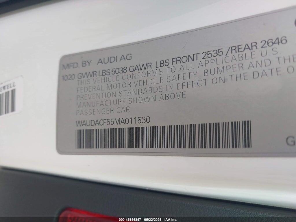 WAUDACF55MA011530 2021 AUDI A5 SPORTBACK photo no. 9