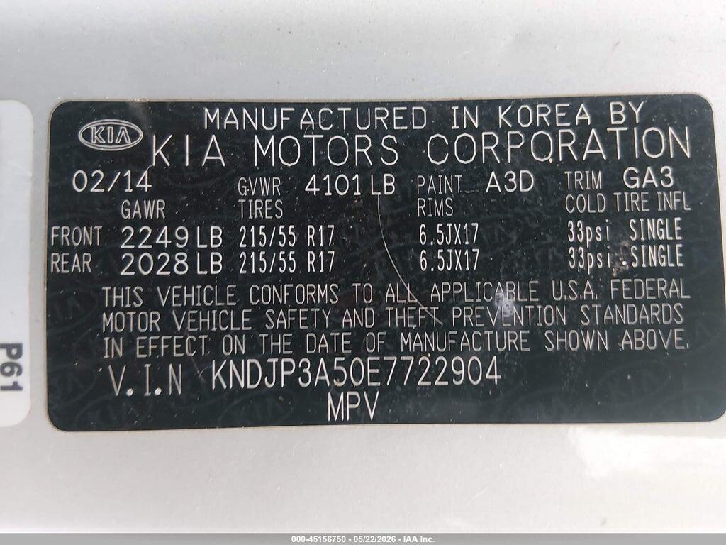KNDJP3A50E7722904 2014 KIA SOUL photo no. 9