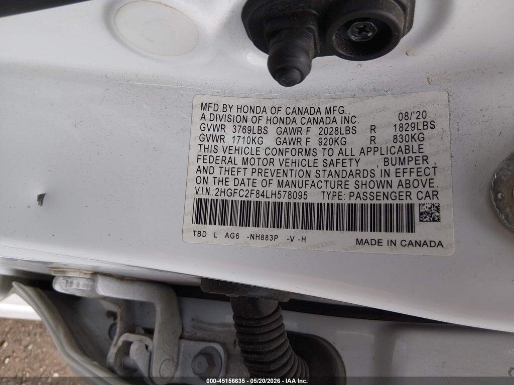 2HGFC2F84LH578095 2020 HONDA CIVIC photo no. 9