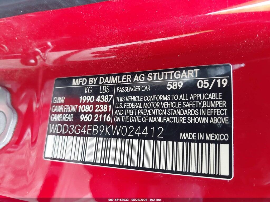WDD3G4EB9KW024412 2019 MERCEDES-BENZ A 220 photo no. 9