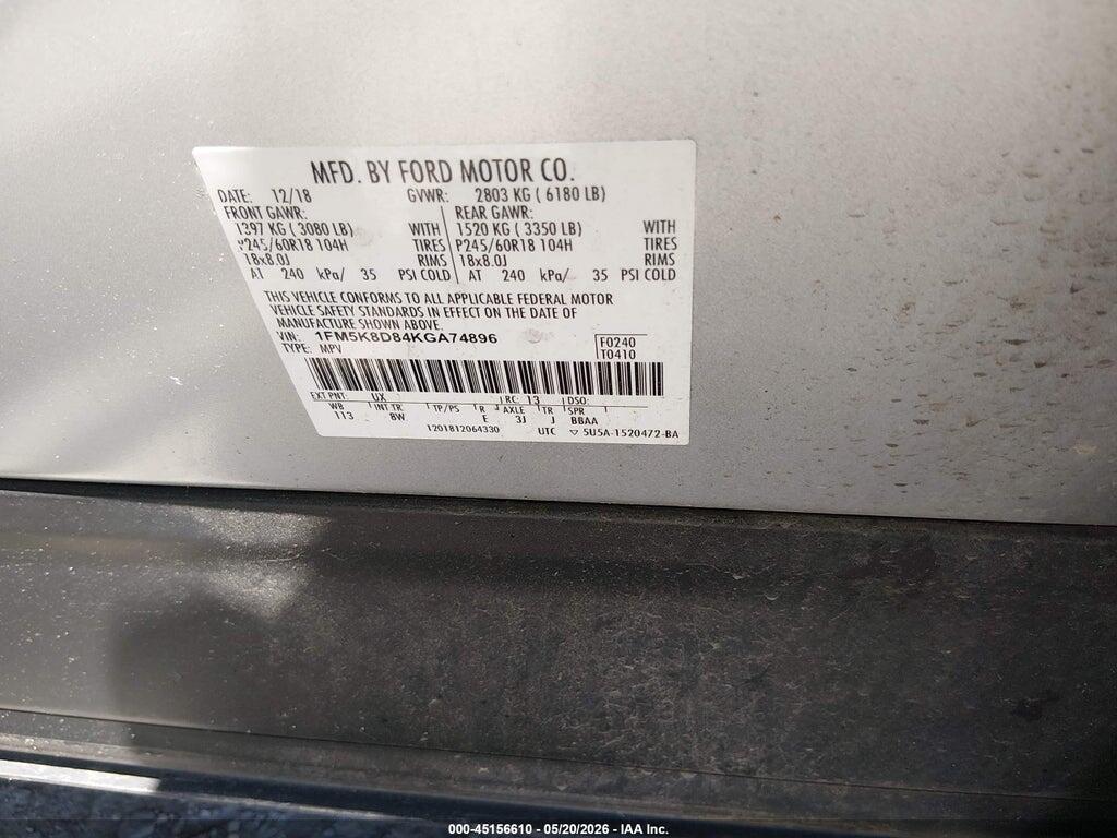 1FM5K8D84KGA74896 2019 FORD EXPLORER photo no. 9