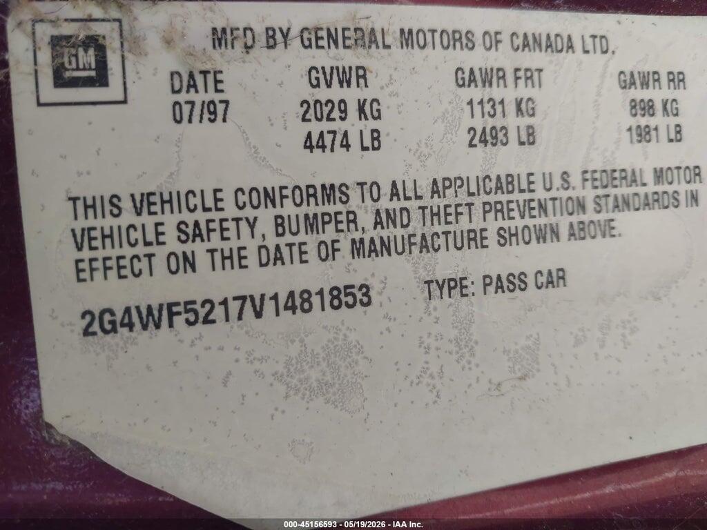 2G4WF5217V1481853 1997 BUICK REGAL photo no. 9