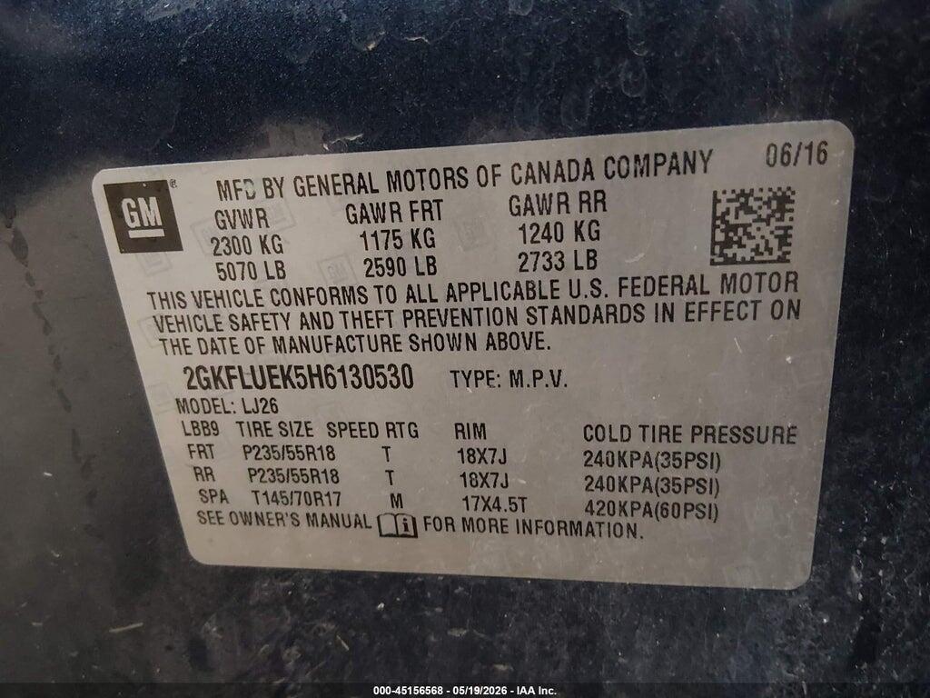 2GKFLUEK5H6130530 2017 GMC TERRAIN photo no. 9
