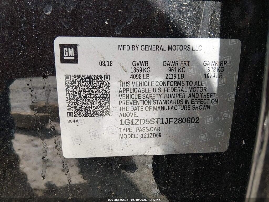 1G1ZD5ST1JF280602 2018 CHEVROLET MALIBU photo no. 9