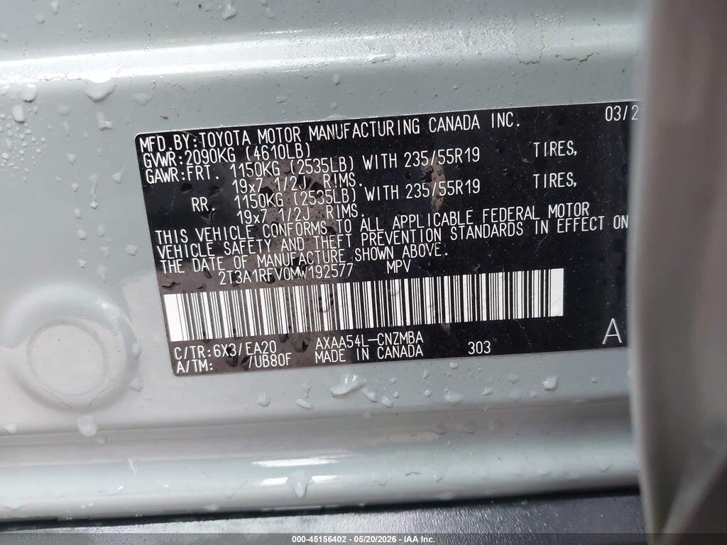 2T3A1RFV0MW192577 2021 TOYOTA RAV4 photo no. 9