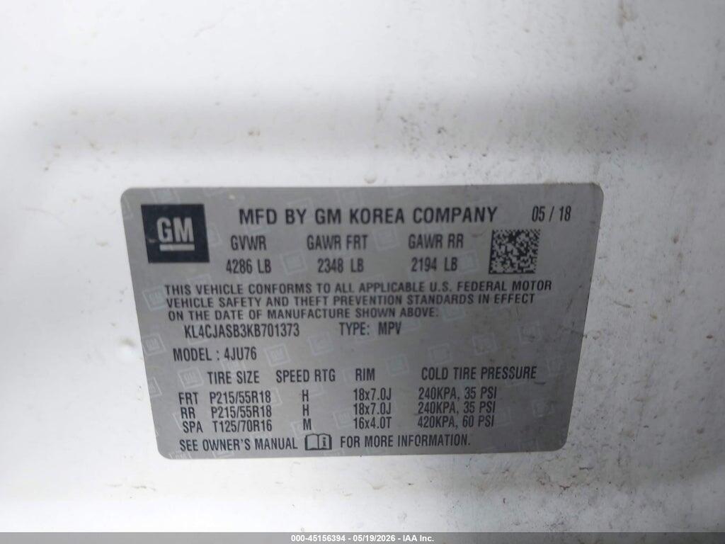 KL4CJASB3KB701373 2019 BUICK ENCORE photo no. 9