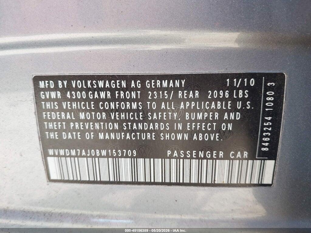 WVWDM7AJ0BW153709 2011 VOLKSWAGEN GOLF photo no. 9
