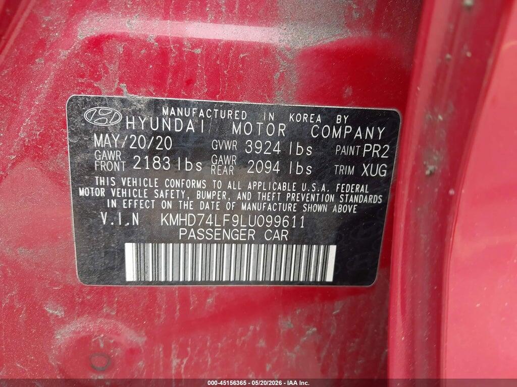 KMHD74LF9LU099611 2020 HYUNDAI ELANTRA photo no. 9
