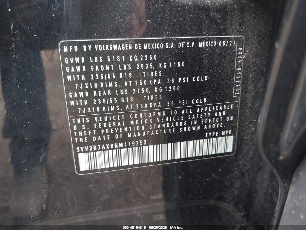 3VV3B7AX6NM119253 2022 VOLKSWAGEN TIGUAN photo no. 9